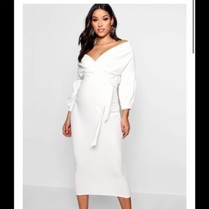 White knee length dress